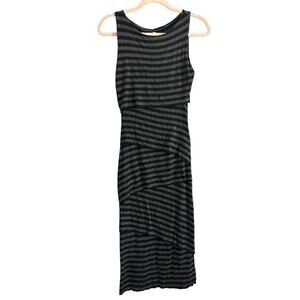 Bailey 44 ANTHROPOLOGIE Striped Tiered Column Bandage Dress Black Gray Sz Small